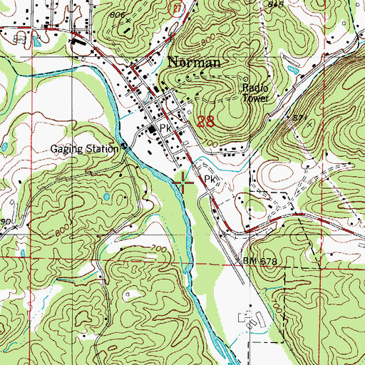 Topographic Map of Smoky Hollow, AR