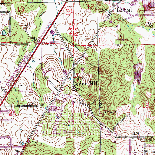 Topographic Map of Cedar Hill Church, MO