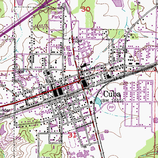 Topographic Map of Cuba, MO