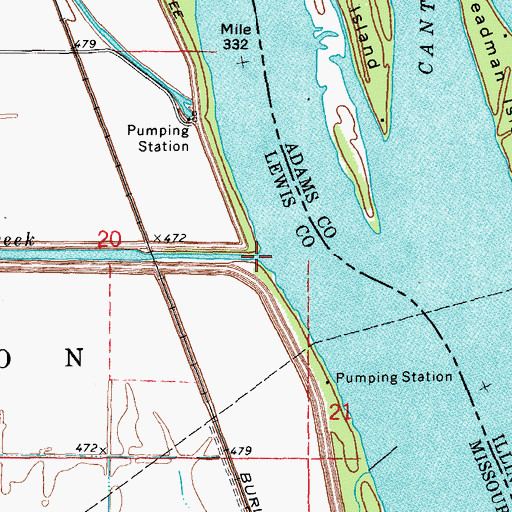 Topographic Map of Durgens Creek, MO