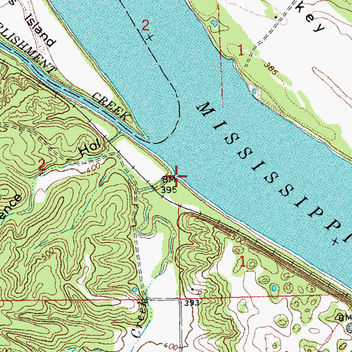 Topographic Map of Frenchman Creek, MO