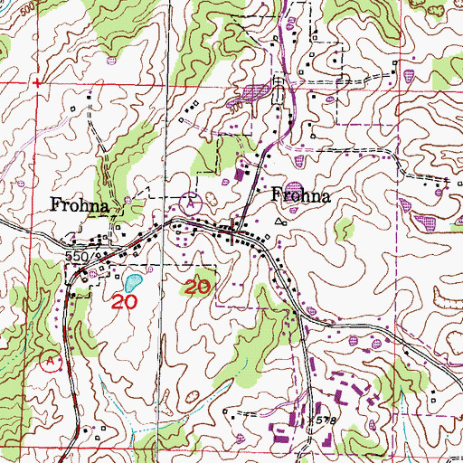 Topographic Map of Frohna, MO