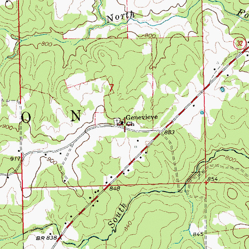 Topographic Map of Genevieve Church, MO