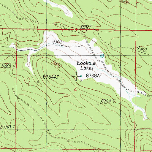 Topographic Map of Lookout Lakes, AZ