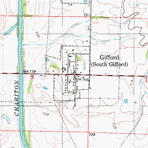 Topographic Map of Gifford, MO