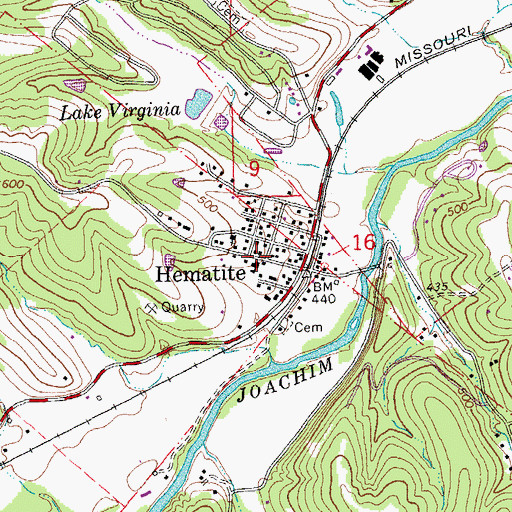 Topographic Map of Hematite, MO