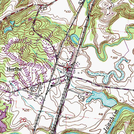 Topographic Map of Horine, MO