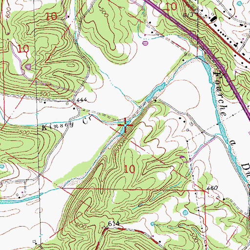 Topographic Map of Kinsey Creek, MO