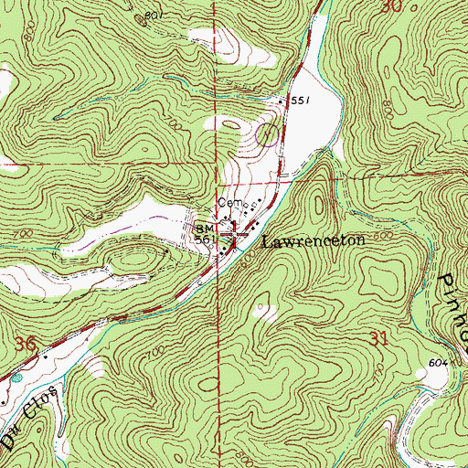 Topographic Map of Lawrenceton, MO
