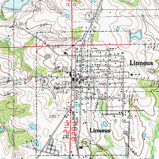 Topographic Map of Linneus, MO
