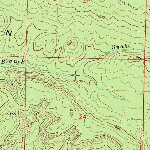 Topographic Map of Snake Branch, AR