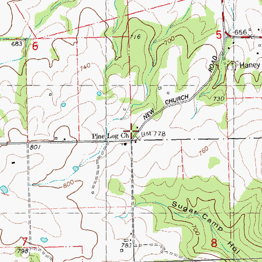 Topographic Map of Oakgrove School, MO