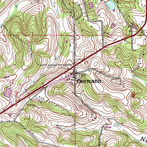 Topographic Map of Oermann, MO