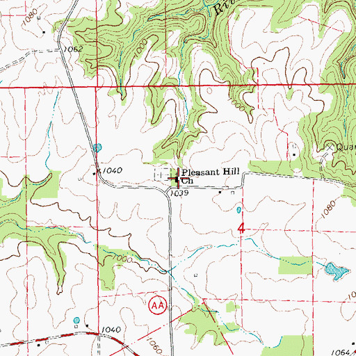 Topographic Map of Pleasant Hill Church, MO