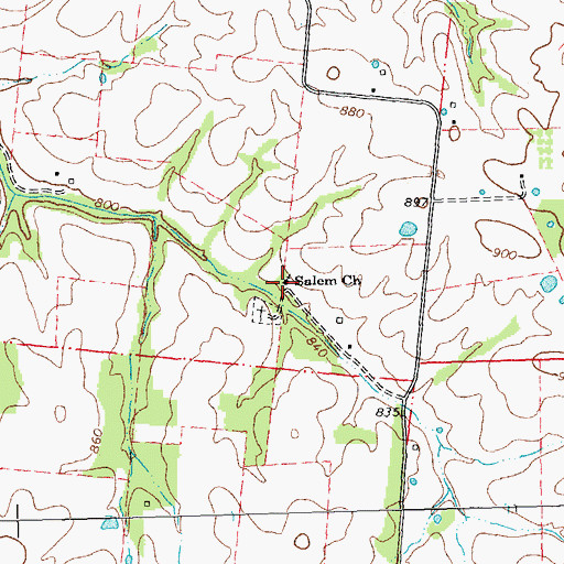 Topographic Map of Salem Church, MO
