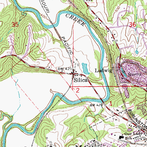 Topographic Map of Silica, MO