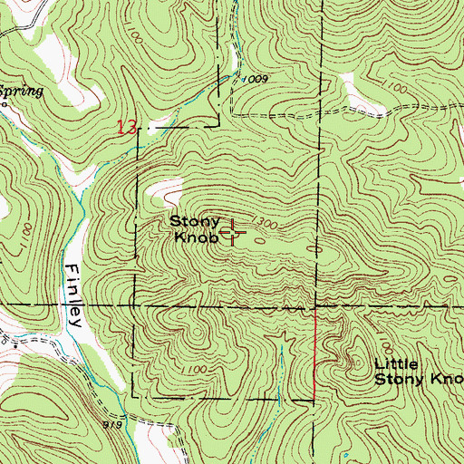 Topographic Map of Stony Knob, MO