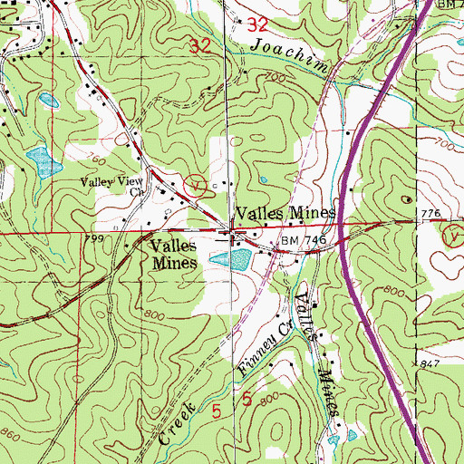 Topographic Map of Valles Mines, MO