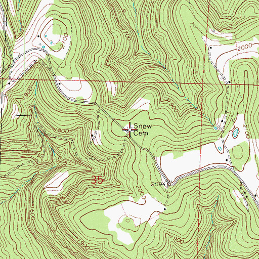 Topographic Map of Snow Cemetery, AR