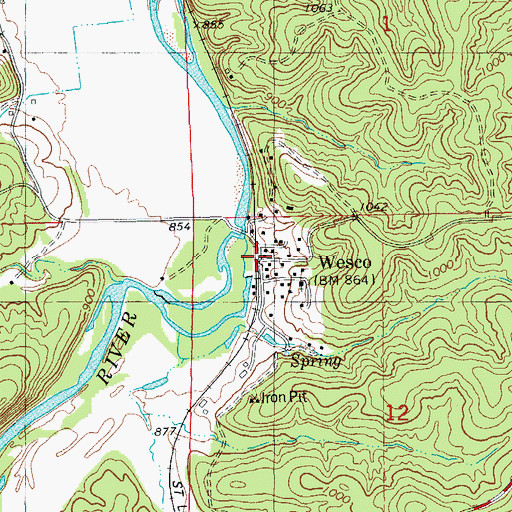 Topographic Map of Wesco, MO