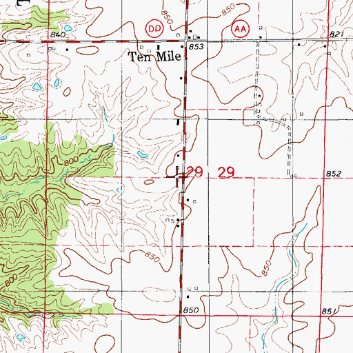 Topographic Map of La Porta School, MO