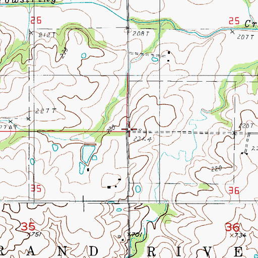 Topographic Map of Pleasant View School, MO