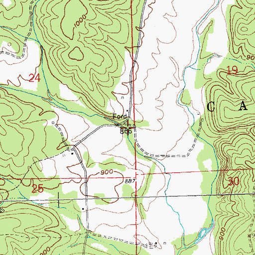 Topographic Map of Downs School (historical), MO