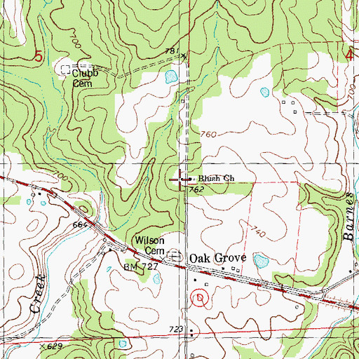 Topographic Map of Blush, MO