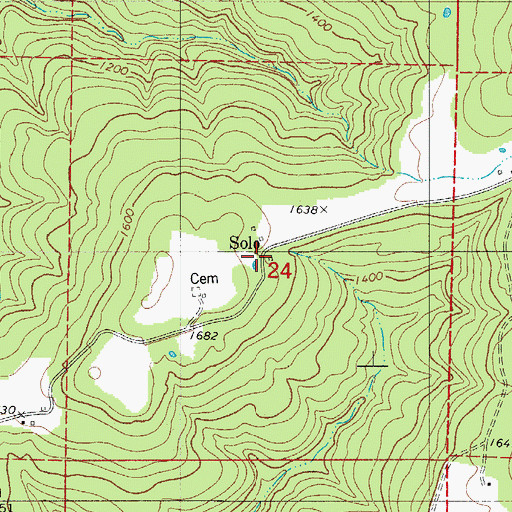 Topographic Map of Solo, AR