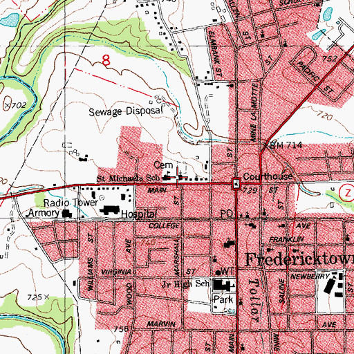 Topographic Map of Saint Michaels Church, MO