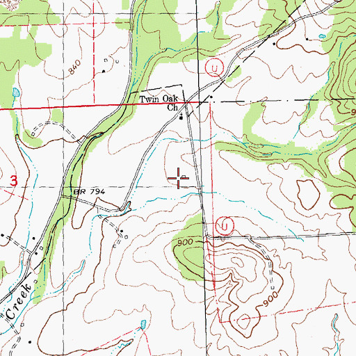 Topographic Map of Village Creek School (historical), MO