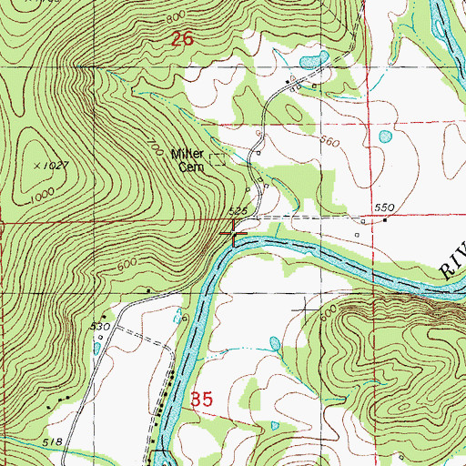 Topographic Map of Greens Chapel (historical), MO