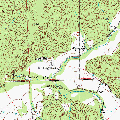 Topographic Map of Mount Pisgah School (historical), MO