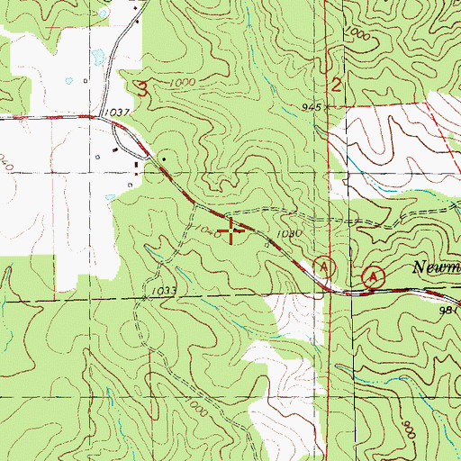 Topographic Map of Miller Chapel School (historical), MO