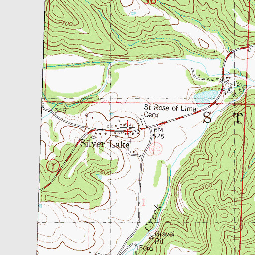 Topographic Map of Saint Rosas Church, MO