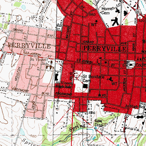 Topographic Map of Saint Boniface Church (historical), MO