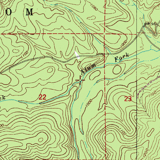 Topographic Map of South Alum Creek, AR