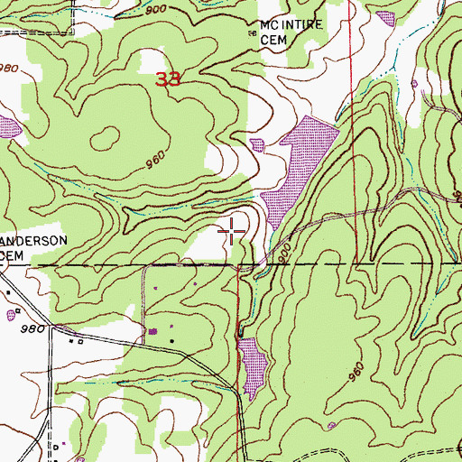 Topographic Map of Taylor Iron Mine, MO