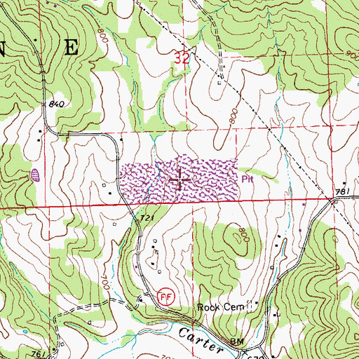 Topographic Map of Williams Lead Mine, MO