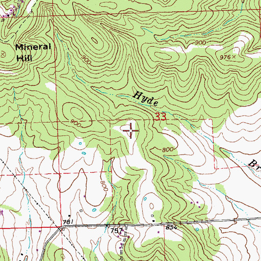 Topographic Map of Romine Lead Mine, MO