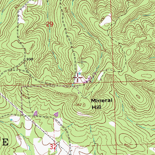 Topographic Map of Hibler Lead Diggings, MO