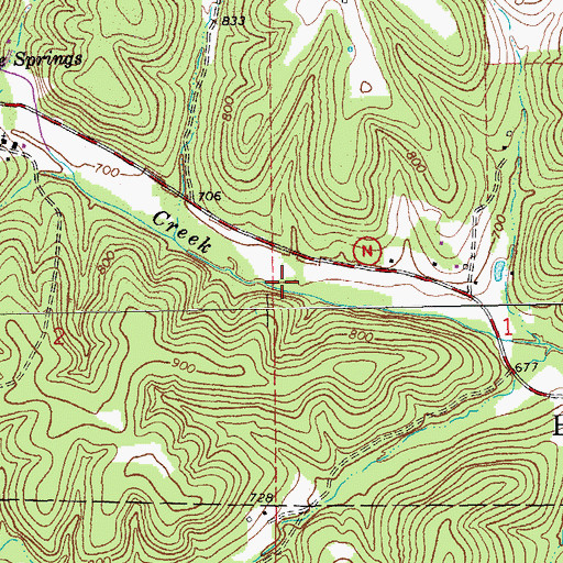 Topographic Map of Dowler Gristmill (historical), MO