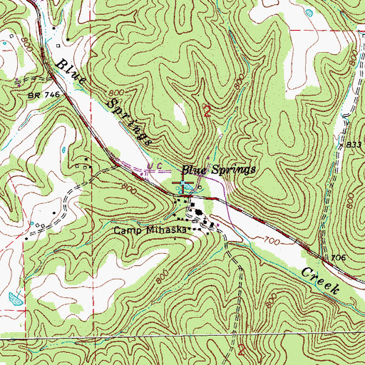 Topographic Map of Bluff Lake, MO