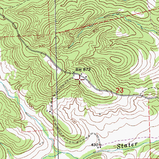Topographic Map of Red Hill Lead Diggings, MO