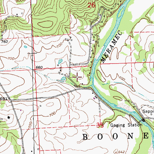 Topographic Map of Hiblers Lead Diggings, MO