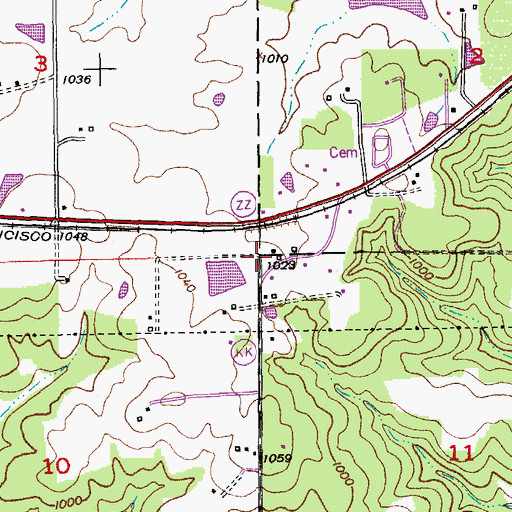 Topographic Map of Iron Center, MO