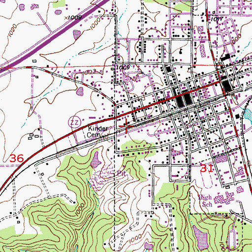 Topographic Map of Amanda, MO