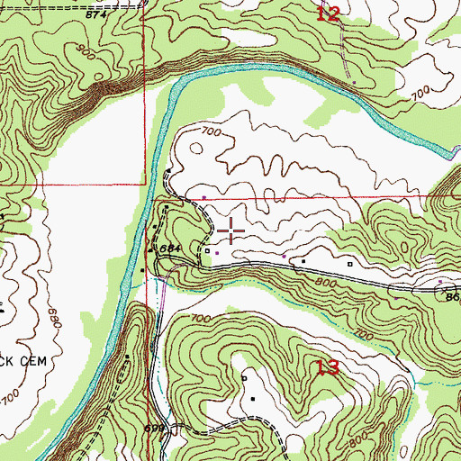 Topographic Map of Zane Iron Mine, MO