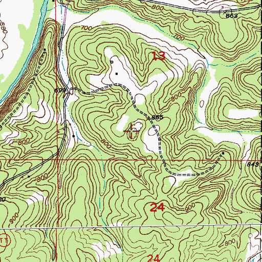 Topographic Map of Clapps Iron Mine, MO