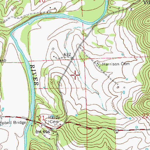 Topographic Map of Rutledge Lead Diggings, MO